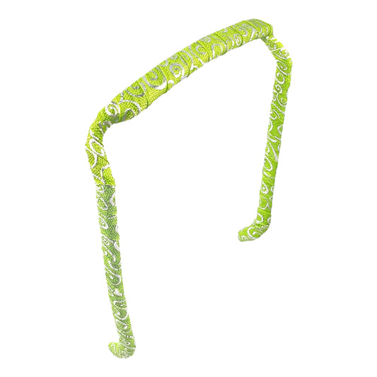 Lime Green with Silver Swirls Headband