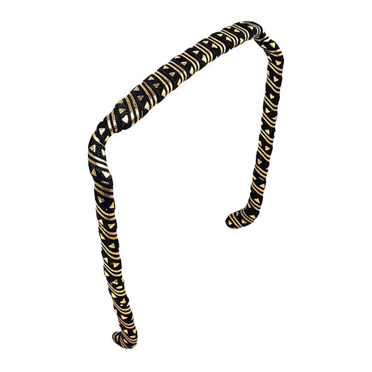 Black and Gold Aztec Headband - Zazzy Bandz - hair accessory - curly hair