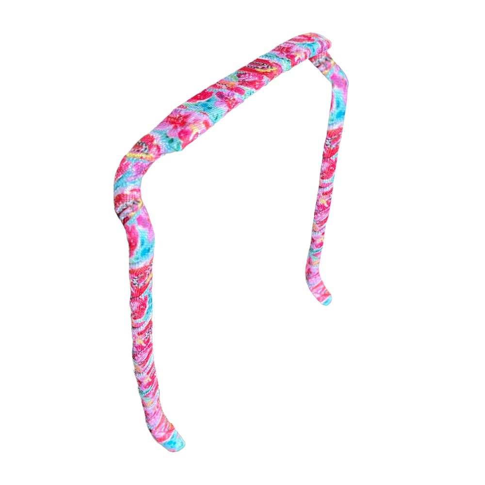 Blue and Pink Floral Headband - Zazzy Bandz - hair accessory - curly hair