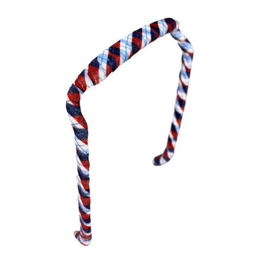 Blue and Red Tartan Headband - Zazzy Bandz - hair accessory - curly hair