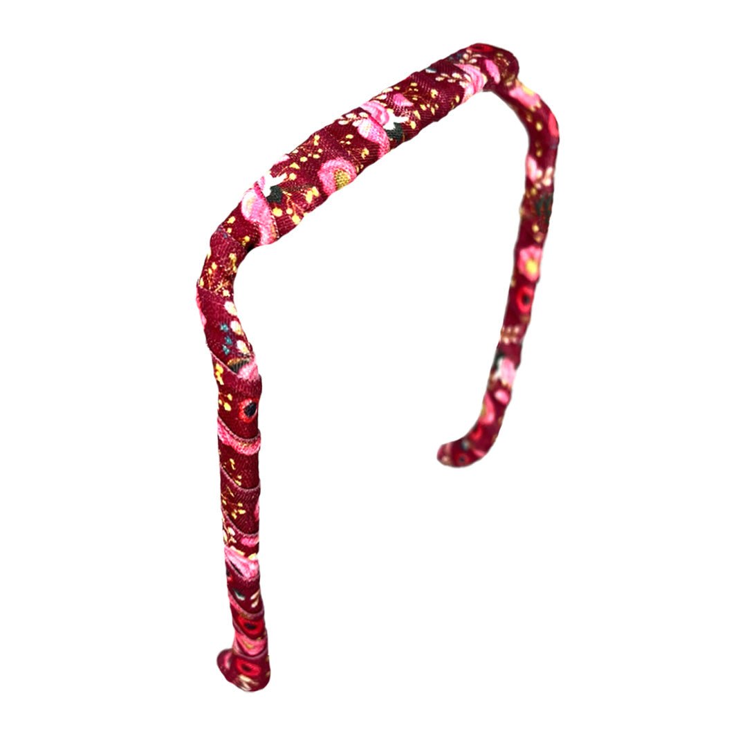 Crimson Flowers Headband - Zazzy Bandz - hair accessory - curly hair