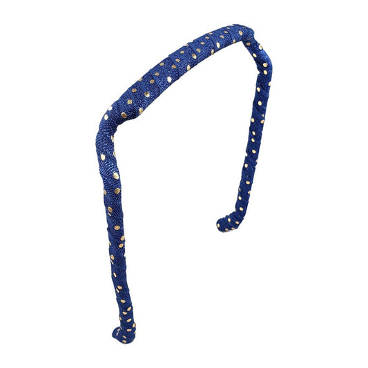 Navy with Gold Dots Headband - Zazzy Bandz - hair accessory - curly hair