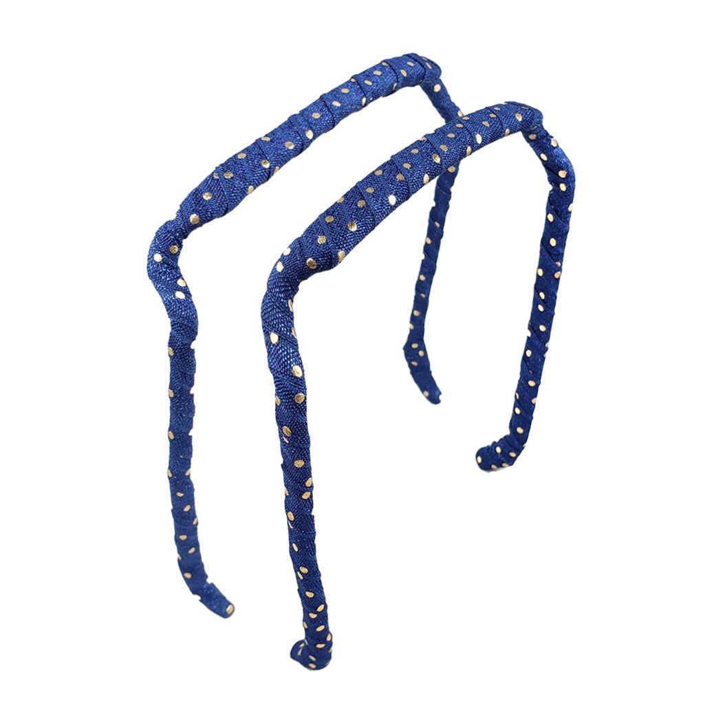 Navy with Gold Dots Headband - Zazzy Bandz - hair accessory - curly hair