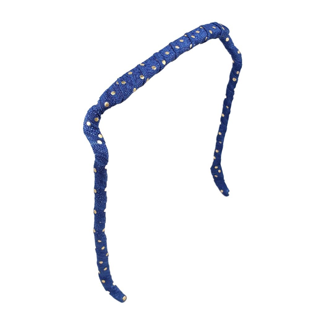 Navy with Gold Dots Headband - Zazzy Bandz - hair accessory - curly hair