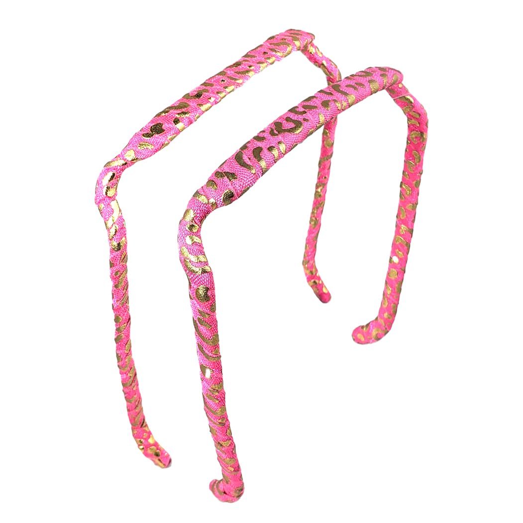 Pink and Gold Cheetah Headband - Zazzy Bandz - hair accessory - curly hair