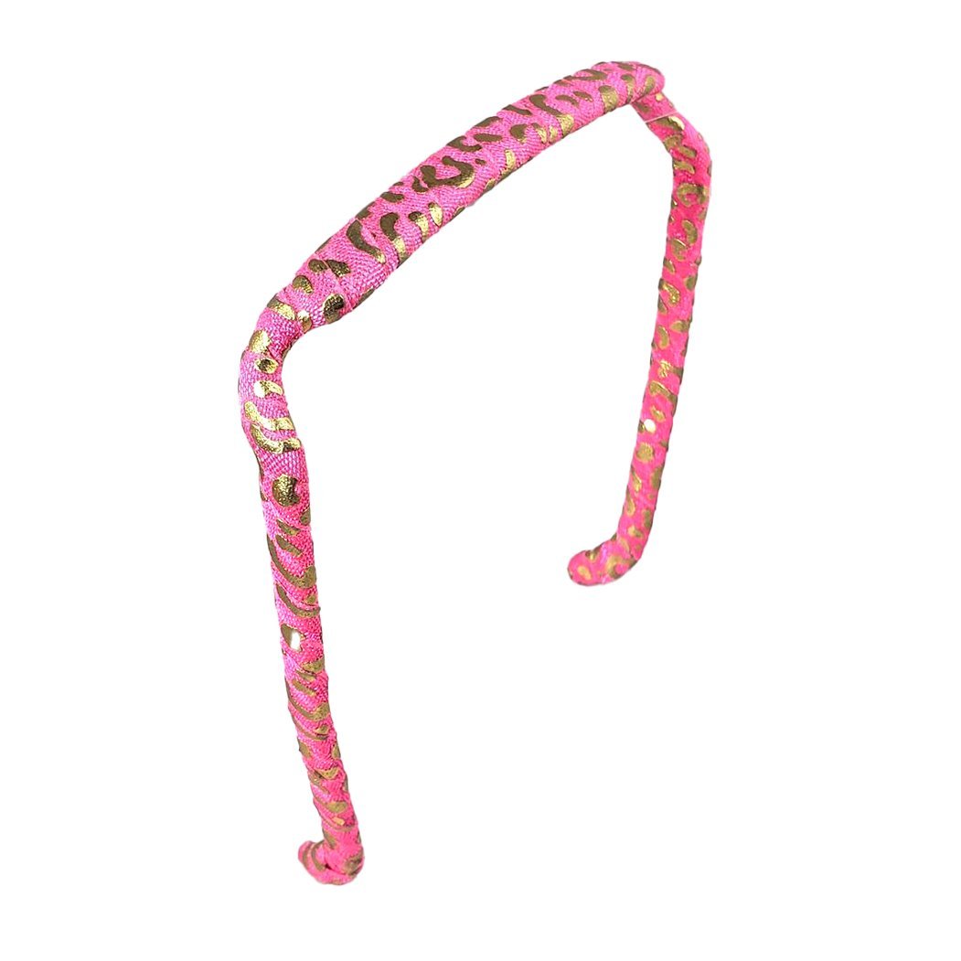 Pink and Gold Cheetah Headband - Zazzy Bandz - hair accessory - curly hair