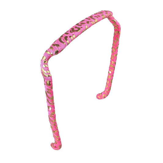 Pink and Gold Cheetah Headband - Zazzy Bandz - hair accessory - curly hair