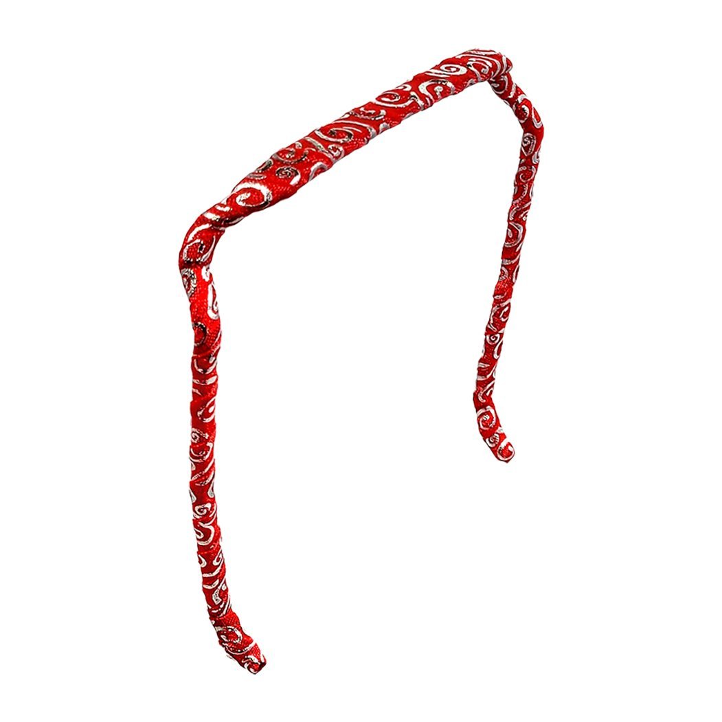 Silver Swirls on Red Headband - Zazzy Bandz - hair accessory - curly hair