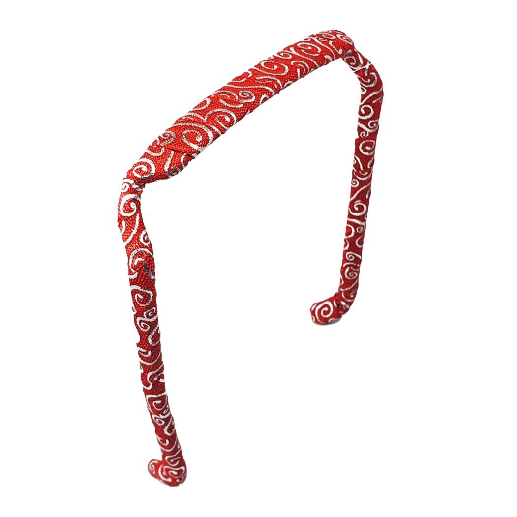 Silver Swirls on Red Headband - Zazzy Bandz - hair accessory - curly hair