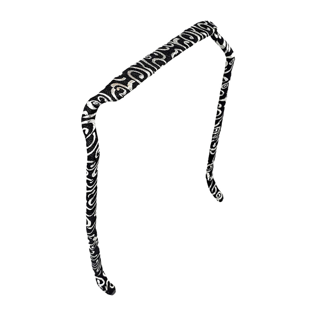 Bandeau noir avec tourbillons argentés