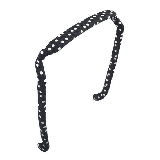 White Polka Dots on Black Headband - Zazzy Bandz - hair accessory - curly hair