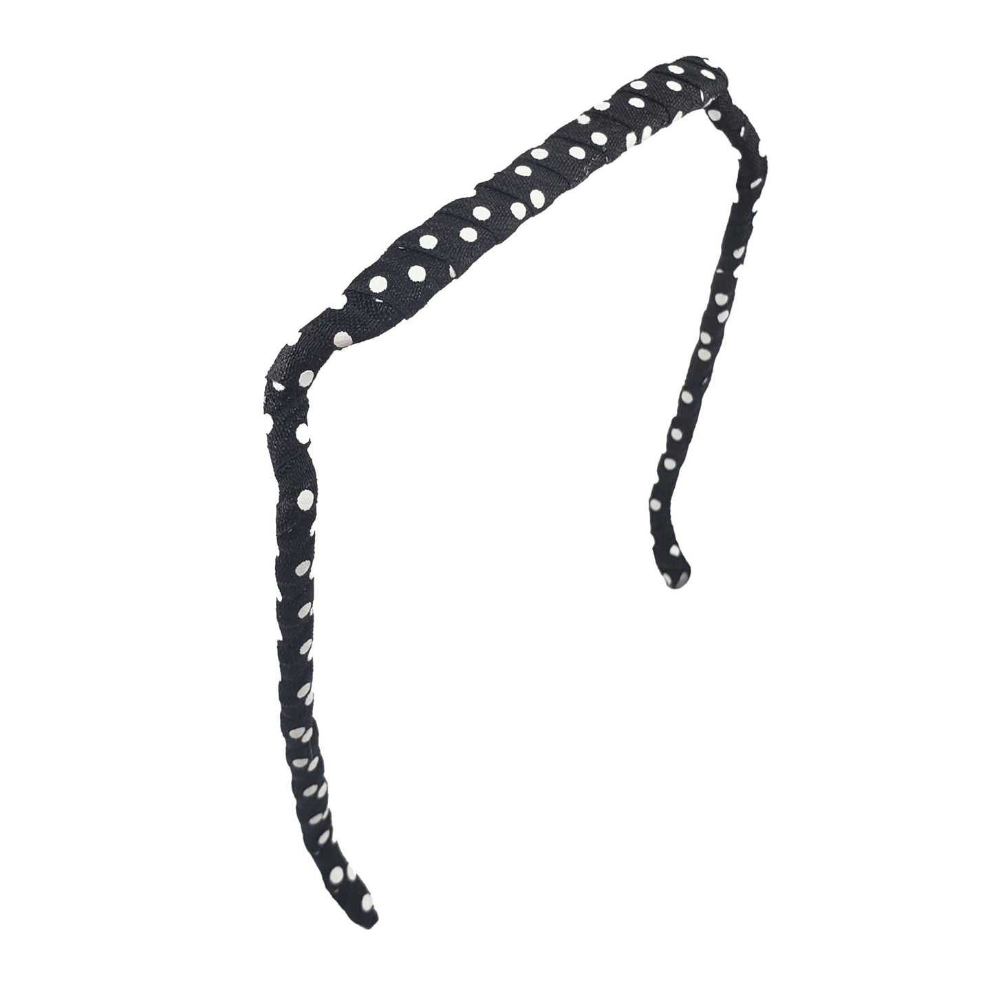 White Polka Dots on Black Headband - Zazzy Bandz - hair accessory - curly hair