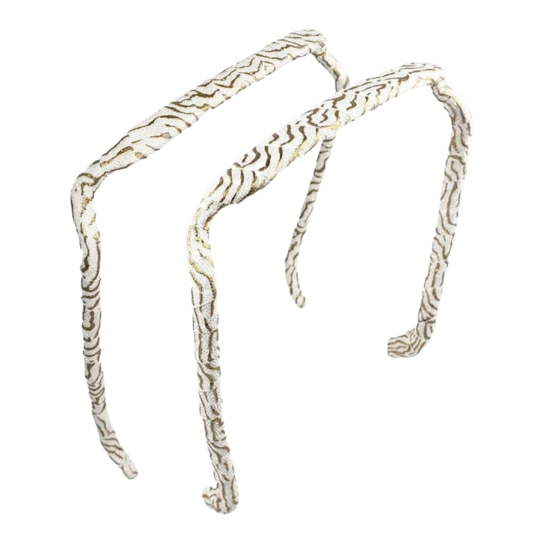 Zebra Gold and White Headband - Zazzy Bandz - hair accessory - curly hair