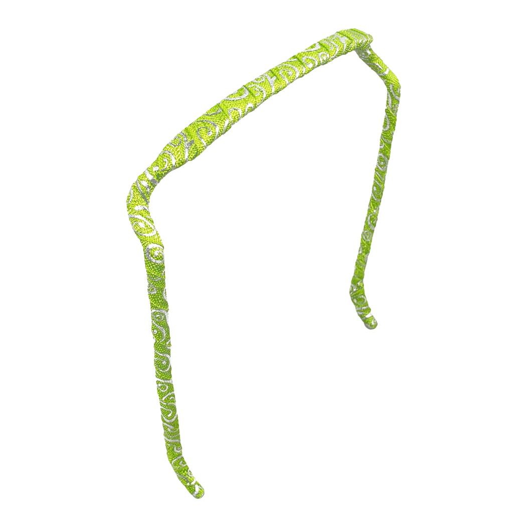 Lime Green with Silver Swirls Headband