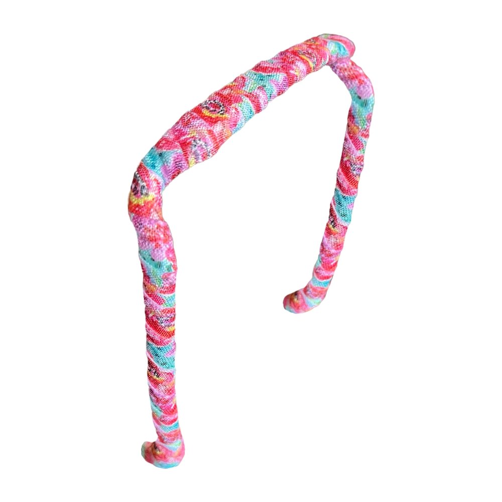 Blue and Pink Floral Headband - Zazzy Bandz - hair accessory - curly hair