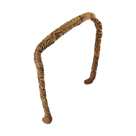 Brown Swirls Faux Leather Headband - Zazzy Bandz - hair accessory - curly hair