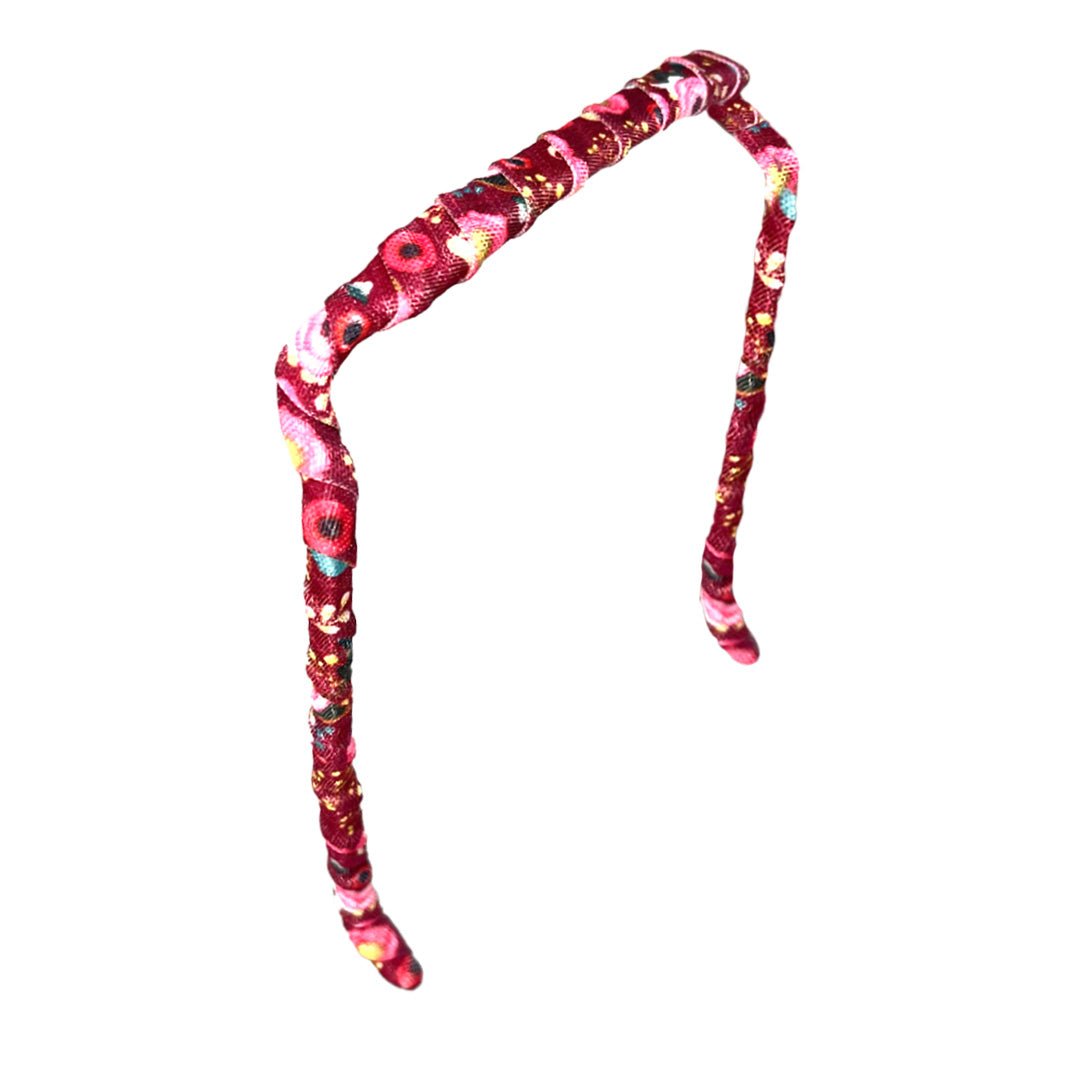 Crimson Flowers Headband - Zazzy Bandz - hair accessory - curly hair