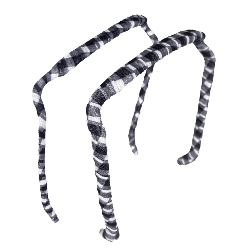 Gingham in White and Black Headband - Zazzy Bandz - hair accessory - curly hair