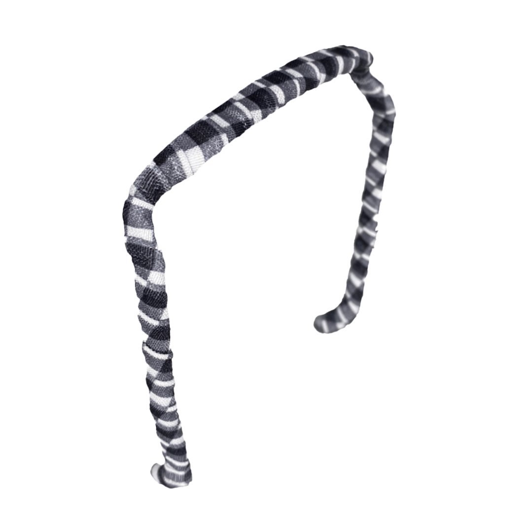 Gingham in White and Black Headband - Zazzy Bandz - hair accessory - curly hair