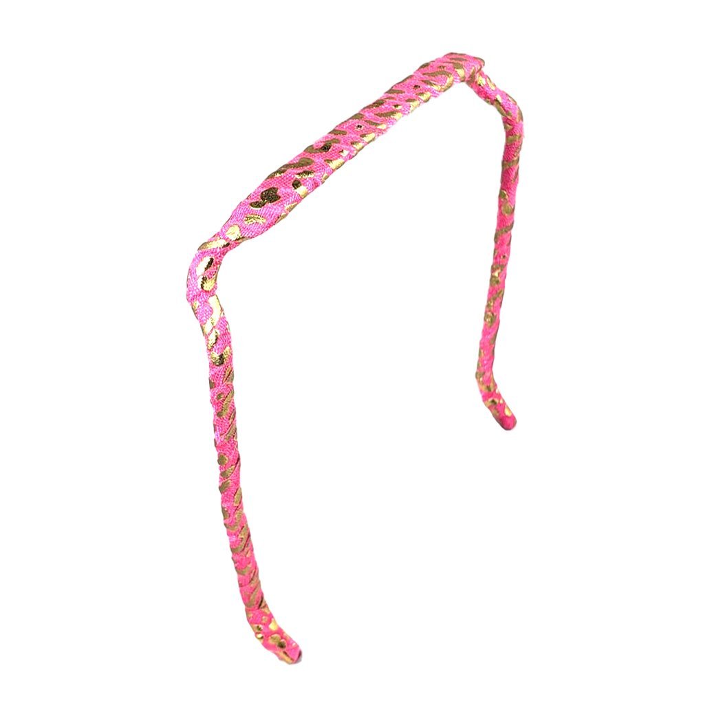 Pink and Gold Cheetah Headband - Zazzy Bandz - hair accessory - curly hair