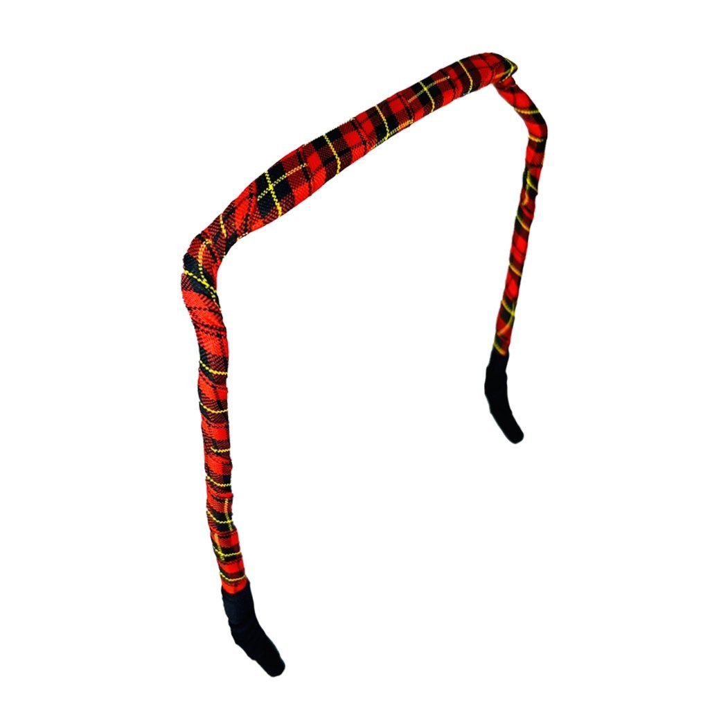 Plaid in Red, Yellow, and Black Headband - Zazzy Bandz - hair accessory - curly hair