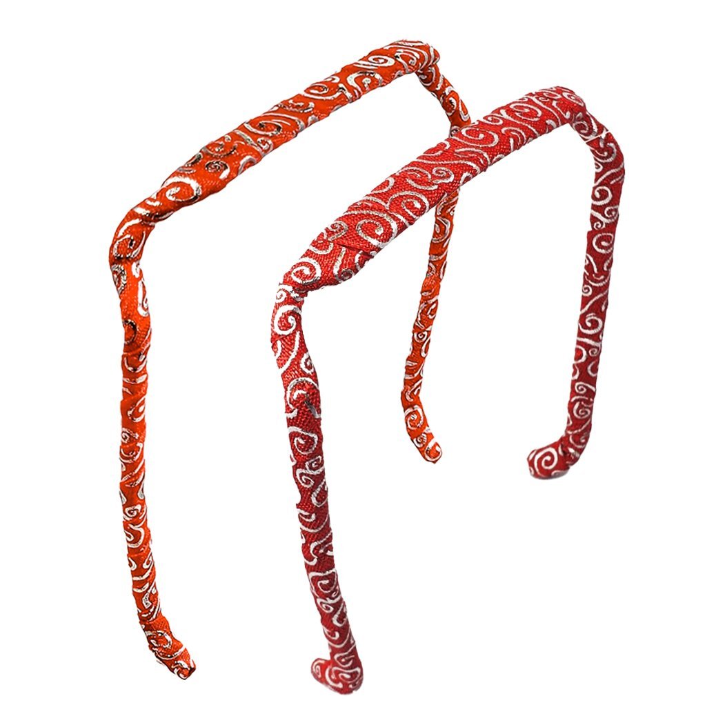 Silver Swirls on Red Headband - Zazzy Bandz - hair accessory - curly hair