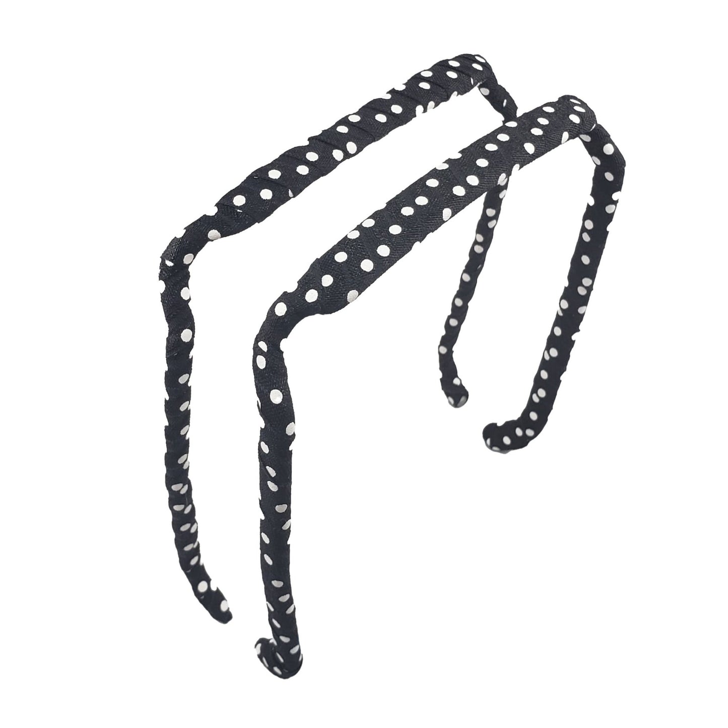 White Polka Dots on Black Headband - Zazzy Bandz - hair accessory - curly hair